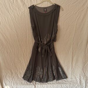 Vince Camuto Charcoal Mini Dress with Metallic Accents